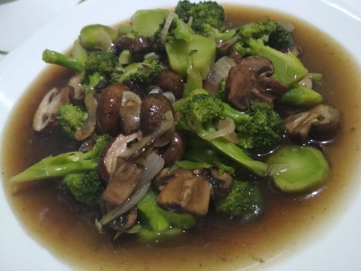 Cara Buat Tumis brokoli jamur lada hitam Sederhana Dan Enak