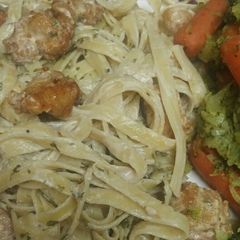 A picture of Simple Fried Chicken Fettuccine Alfredo.