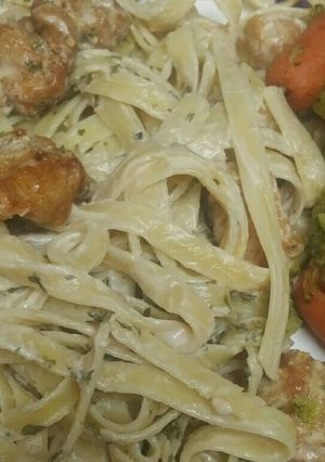A picture of Simple Fried Chicken Fettuccine Alfredo.
