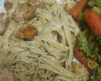 How To Serving Recipe Simple Fried Chicken Fettuccine Alfredo Savory Delicious