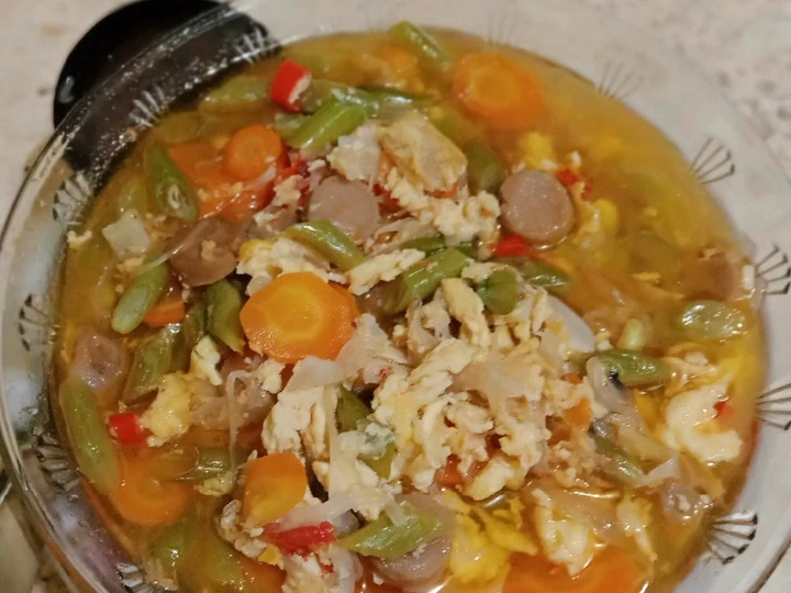 Langkah Gampang Membuat Resep Tumis buncis wortel plus telur (+pentol&amp;amp;sosis) yang Enak Banget Anti Ribet, Bisa Manjain Lidah