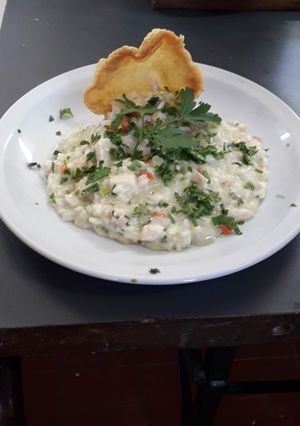 Una foto de Risotto de pollo al Roquefort