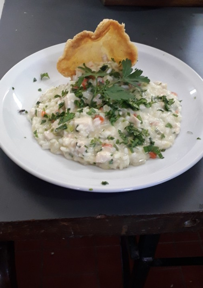 Una foto de Risotto de pollo al Roquefort