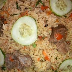 A picture of Fried rice with beans.