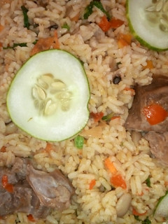 A picture of Fried rice with beans.