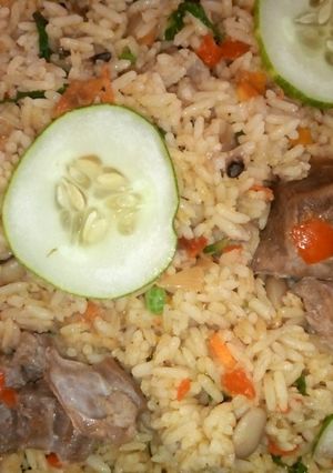 A picture of Fried rice with beans.