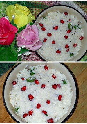 A picture of Pomegranate Curd rice.