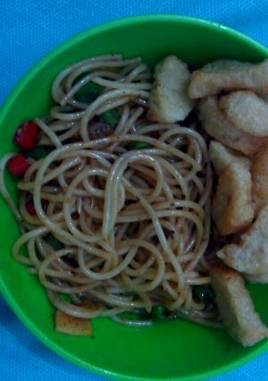 Foto resep spageti black paper 