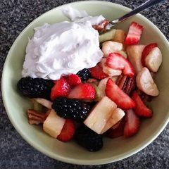 A picture of Tricia's Fruit Salad with Coconut Whipped Cream.