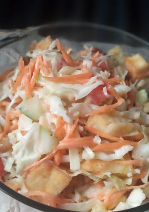 A picture of Sweet Potatoes and grilled fish Salad.