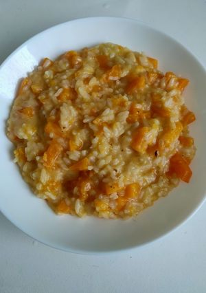 Una foto de Risotto de calabaza y parmesano