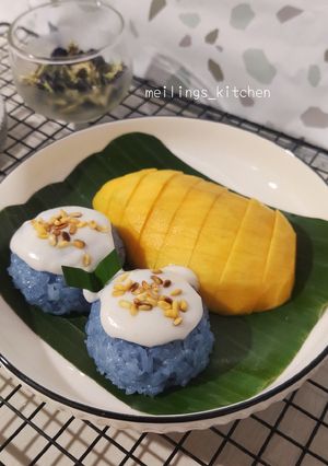 Foto resep 🥭Mango Sticky Rice with Butterfly Pea