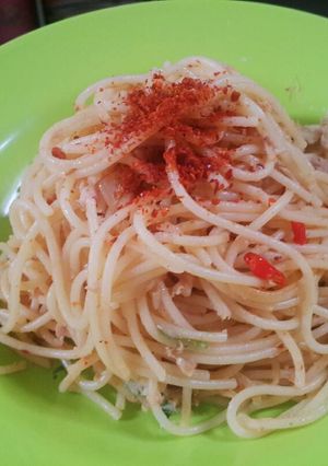 Foto resep Spaghetti Aglio Olio Spicy Tuna