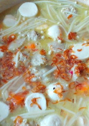 Foto resep Sup bakso jamur inoki