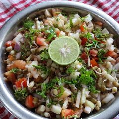 A picture of Vegetables green moong sprouts salad.