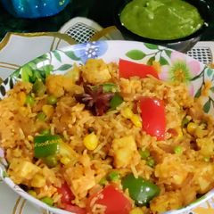 A picture of Veg pulao (with leftover rice).