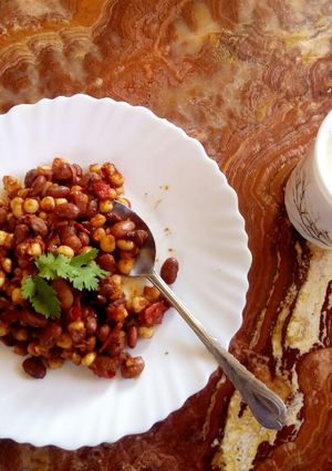 A picture of Pan fried githeri.
