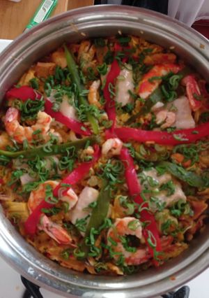 Una foto de Paella