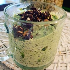 A picture of Matcha Chia Seed Chocolate Pudding.