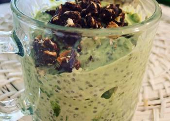 Popular Cuisine Matcha Chia Seed Chocolate Pudding Delicious and Healthy