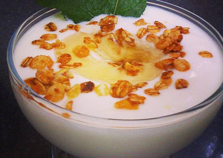 Iogurte natural com mel e granola Receita por Marco Demiquel Cookpad