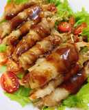 Ba chỉ bò cuộn nấm kim châm sốt cay