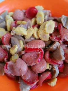 Foto resep Tumis sosis bakso jagung muda (putren)