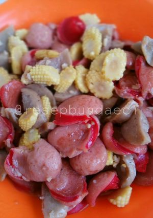 Foto resep Tumis sosis bakso jagung muda (putren)