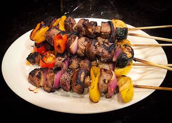 Unique Recipe Grilled Beef and Veggies Kebabs Restaurant Style