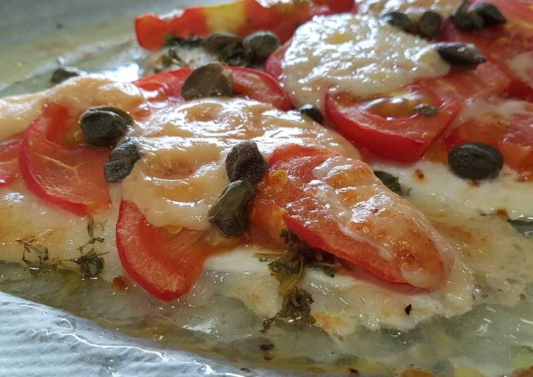 Grilled turbot with Italian-inspired topping