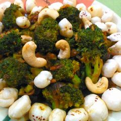 Makhni Broccoli with roasted cashwes & lotus seeds A picture of Makhni Broccoli with roasted cashwes & lotus seeds.