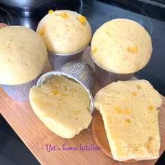 A picture of Cheese & Corn Japanese Steam Cake.