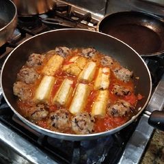 A picture of Vietnamese Tofu Stuffed with Meat.
