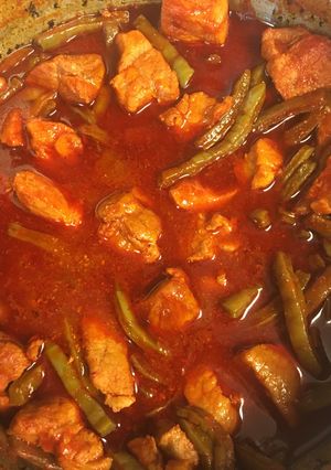 Una foto de Carne con nopales