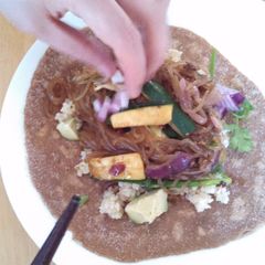 A picture of Spelt sweet potato taco shell.