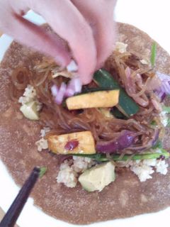 A picture of Spelt sweet potato taco shell.