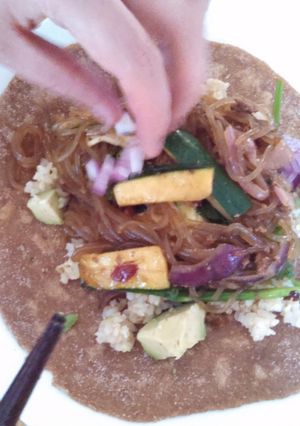 A picture of Spelt sweet potato taco shell.
