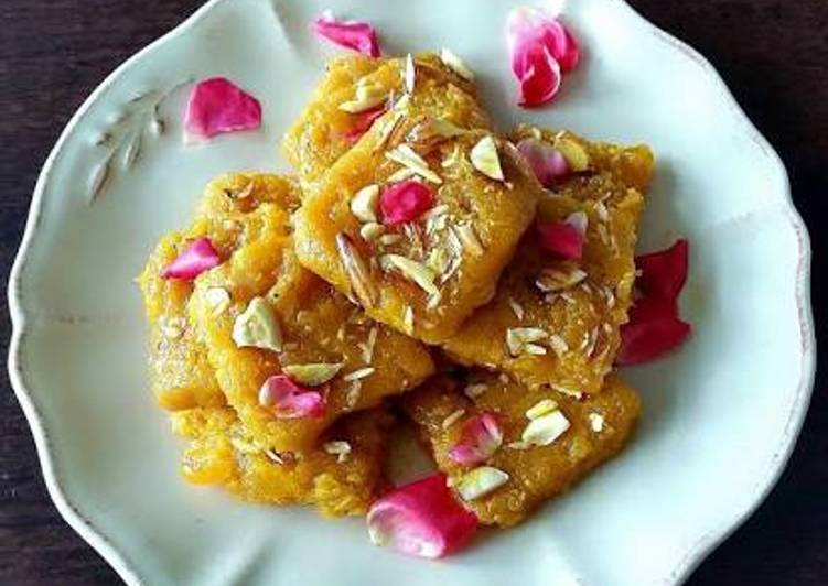 Mango coconut besan burfi