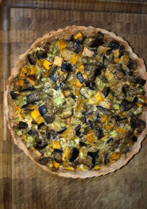 Una foto de TARTA DE Zucchini, calabaza y berenjena