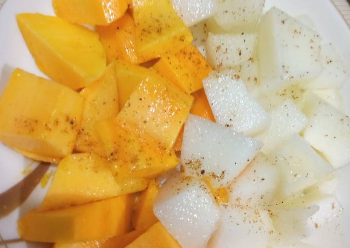 Mango Melon Chat Recipe By Marium Wasim Cookpad