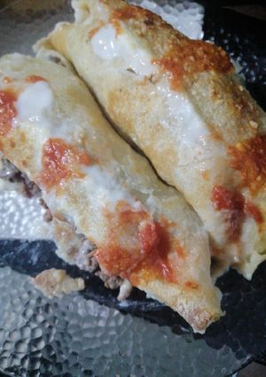 Una foto de Canelones, con panqueques guten free (receta de mi hermana)