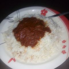 White Rice and stew A picture of White Rice and stew.
