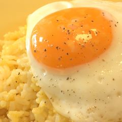 A picture of Golden soft-boiled Egg Fried Rice 🥚.
