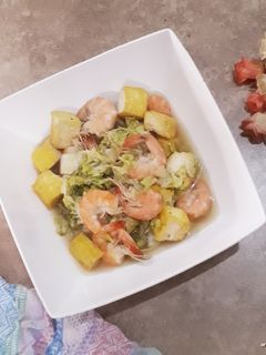Foto resep Tumis udang sawi tahu