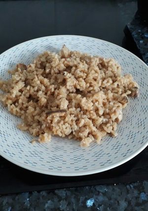 Una foto de Arroz con hongos boletus