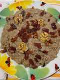 RISOTTO MONTEPULCIANO GORGONZOLA E PORCINI con SPECK CROCCANTE e NOCI