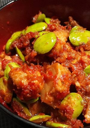 Foto resep Balado ikan asin tenggiri pete