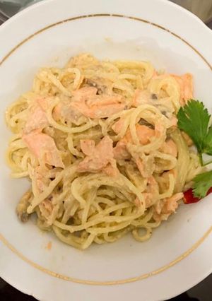 Foto resep Creamy salmon spaghetti