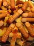 Poêlée de doigts et croix d Halloween (panais pommes de terre patate douce navet saucisses)
