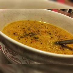 A picture of Carrot lentil soup.